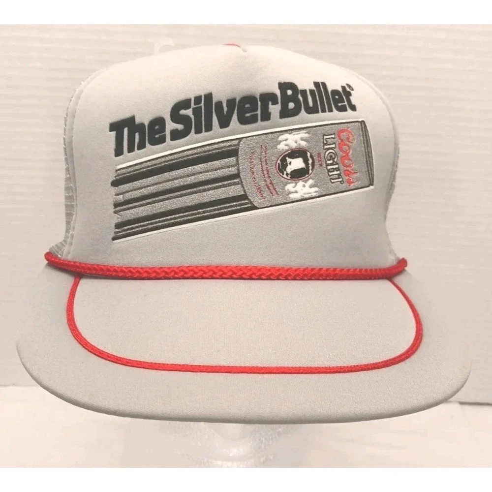 The Silver Bullet Coors Light Vintage Trucker Snapback Hat Beer 80s Vtg - Picture 2 of 9